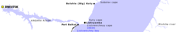 Baikal lake map: south-west