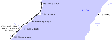 Map of Baikal Lake: south-west